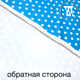 Бифлекс матовый принт Белые горохи на голубом (1см)