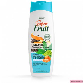 Витекс Super FRUIT МАТЧА+фруктовый микс Шампунь для волос Свежесть и очищение для нормальных и склонных к жирности волос(без силиконов), 500мл