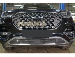 Защита радиатора Chery Tiggo 8 PRO 2021- black низ с парктроником