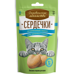 Деревенские лакомства, лакомство для кошек Сердечки с таурином для здоровья сердца, 30 г