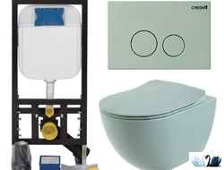 Creavit Set Free Nile Green Mat - комплект унитаза с инсталляцией цвета Зеленый Нил купить у Marysя