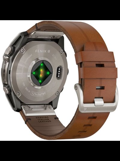 Часы Garmin Fenix 8 -51mm AMOLED Sapphire Bare Titanium / Black / Chestnut Leather Band