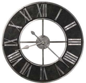 Часы настенные со стальной черной рамой со следами шлифовки.