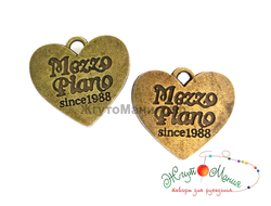 ПОДВЕСКА В ТИБЕТСКОМ СТИЛЕ "СЕРДЦЕ Mezzo piano" - 22*24мм - АНТИЧНАЯ БРОНЗА