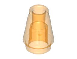 Cone 1 x 1 with Top Groove, Trans-Neon Orange (4589b / 4529918 / 4567341 / 4624375 / 6124858 / 6172239 / 6301326)