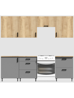 Кухня Эконом 1,8 метра (600х600х600) Цвет: Дуб Вотан/Базальт