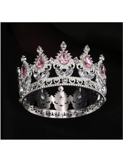 Корона для торта с роз. камнями (серебро), 8,2*4,5см