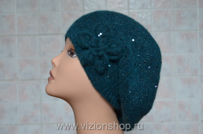 Берет изумрудный для женщин тонкий Vizio Италия 5893 ВО