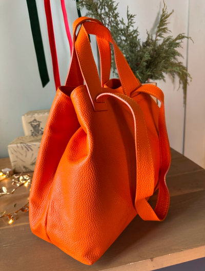 Женская сумка шоппер из натуральной кожи Vera Pelle цвет оранжевый 022033
