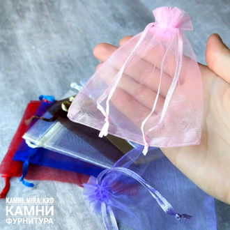Мешочки из органзы, цвет и размер в ассортименте, цена за набор 5 штук
