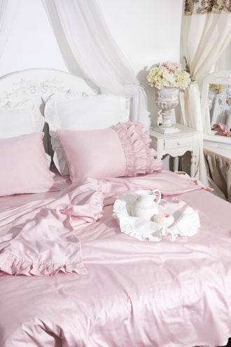 Постельный комплект с оборками "Пыльная Роза"