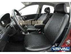 Авточехлы Rival задняя спинка 40/60, рисунок Ромб для Volkswagen Polo V Sd 2009-2020