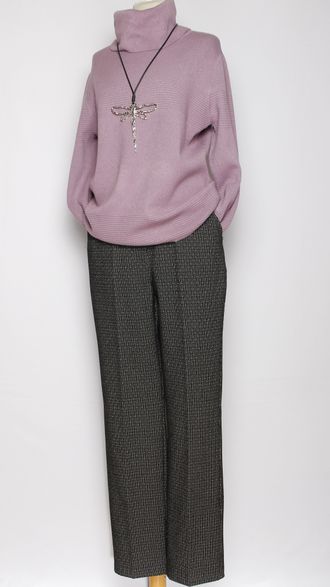 Свитер  хомут "ГЛАДКИЙ ВОРОТ"  сирень, зелёный  р.46-52