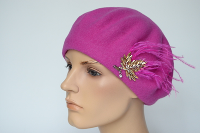 Фетровый головной убор с перьями Vizio Италия 1011 BL берет