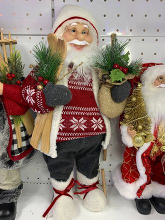 Дед Мороз в свитере и белом капюшоне 45см