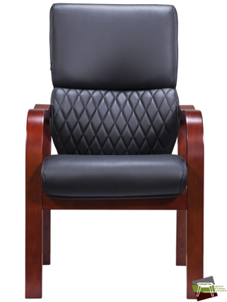 Стул для посетителей Everprof President Wood CF Экокожа Черный