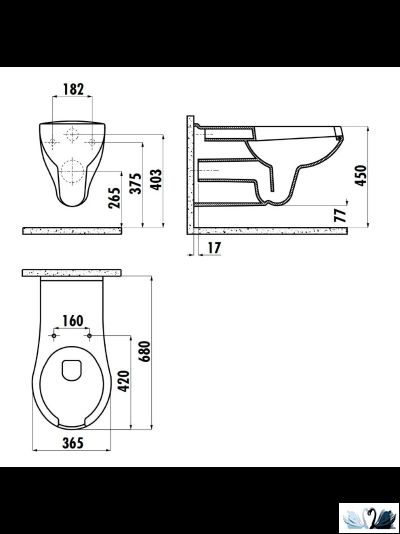 Унитаз CREAVIT BD320-11CB00E-0000, подвесной, белый, для людей с ограниченными возможностями