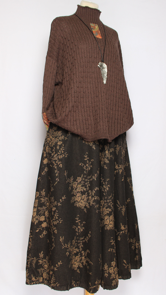 Джемпер ХЛОПОК КОСИЧКИ "СТОЙКА НАШИВКИ" бежевый, шоколад до р.54