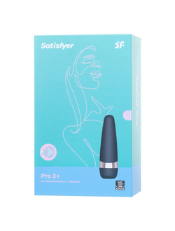 2018-32 ВАКУУМ-ВОЛНОВОЙ БЕСКОНТАКТНЫЙ СТИМУЛЯТОР КЛИТОРА SATISFYER PRO 3 VIBRATION, СИЛИКОН, ЧЕРНЫЙ, 14 СМ.