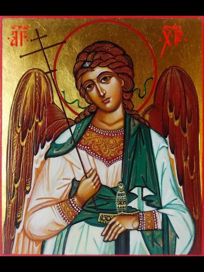 Ангел-Хранитель. Рукописная икона. 9х10,5см.