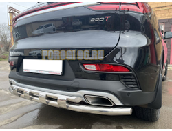 Защита заднего бампера двойная с перемычками d53/42 для CheryExeed TXL 2020-