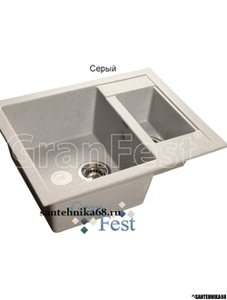 Мойка из искусственного камня GranFest QUADRO GF-Q610K с сифоном