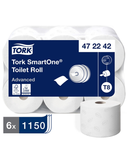 Бумага туалетная для диспенсера Tork SmartOne Т8 2с бел207м 1150л 6рул 472115/472242