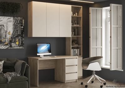 Бостон стол письменный Дуб Крафт серый/Кашемир