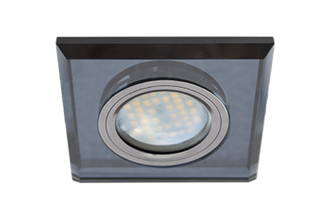 Светильник встраиваемый Ecola LD1651 MR16 GU5.3 Стекло Квадрат подсветка 4K Черн./Черн. хром 25x90х90 SB1651EFF