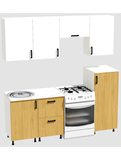 Кухня Эконом 1,5 метра с полуколонкой (1000х500) Цвет: Белый/Дуб Сонома