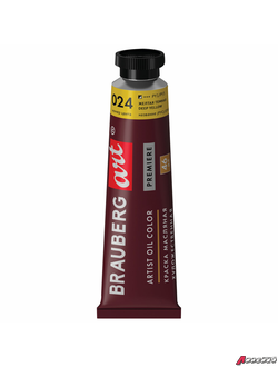 Краска масляная художественная BRAUBERG ART PREMIERE, 46 мл, проф. серия, ЖЕЛТАЯ ТЕМНАЯ. 191401