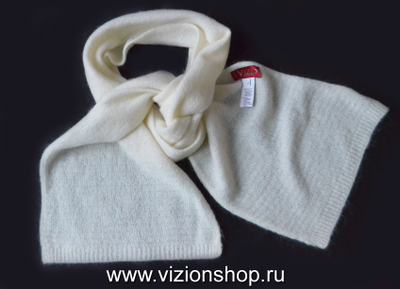 Шарф белый с бусинами вязаный женский Италия Vizio 6158 Vioperl