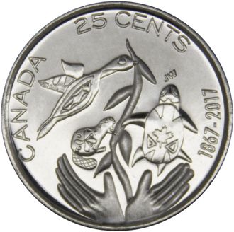 25 центов 150 лет Конфедерации. Канада, 2017 год