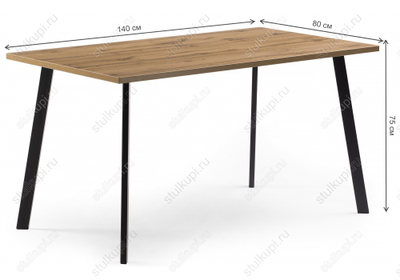 Стол Тринити Лофт 140 25 мм дуб вотан / черный матовый