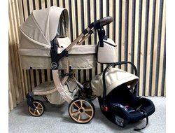 Детская коляска 3 в 1 Farfello Aimile Original Кремовый Экокожа