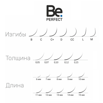 Ресницы чёрные Be PERFECT «BLACK» - MIX (16 линий)