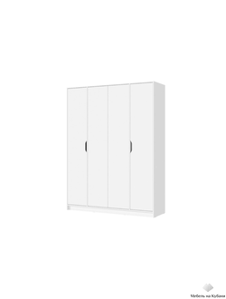 Руна ШК-04 Шкаф 4-х створчатый Белый/Белый