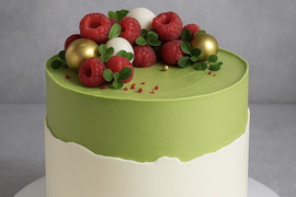 Торт "Фисташковый с малиной"