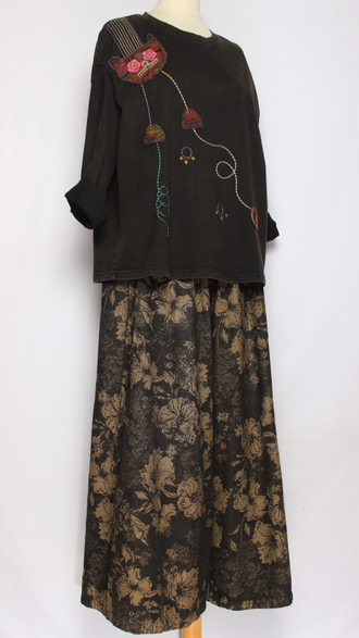 Джемпер ХЛОПОК "Кот винтаж" зеленый,черный  до р.52