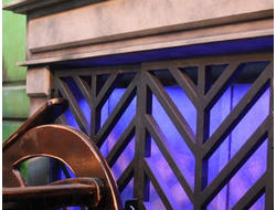 Big fireplace with metal cage