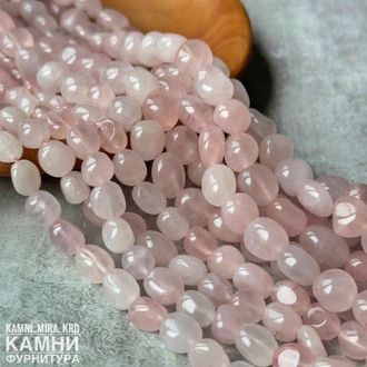 Розовый кварц галтовка 8-12 мм, цена за нить 19 см