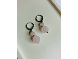 Серьги с розовым кварцем