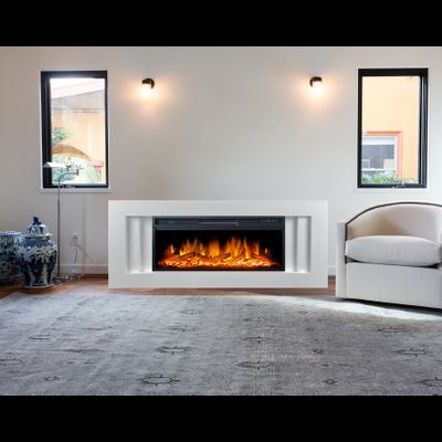 Линейный электрокамин Line WT с очагом Vision 42 LOG LED