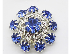 ПУГОВИЦЫ ДЕКОРАТИВНЫЕ СО СТРАЗАМИ Dolce&Gabbana, 22 мм. 50 шт. РК-00039. Цвет: голубой