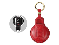 Чехол для ключа Мини Купер, Кантримен, клубмен, хэтч (красная кожа) 4 кнопки