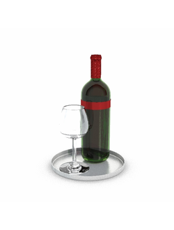 напитки Бутылка вина с бокалом на подносе 1