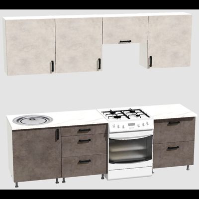 Кухня Эконом 1,8 метра (600х600х600) Цвет: Цемент светлый/Цемент темный