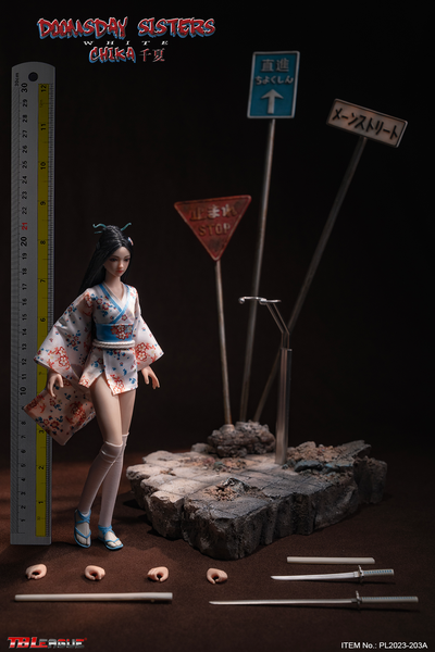 Пост-апок японка в белом - КОЛЛЕКЦИОННАЯ ФИГУРКА 1/6 Doomsday Sisters Chika White (PL2023-203A) - TBLeague