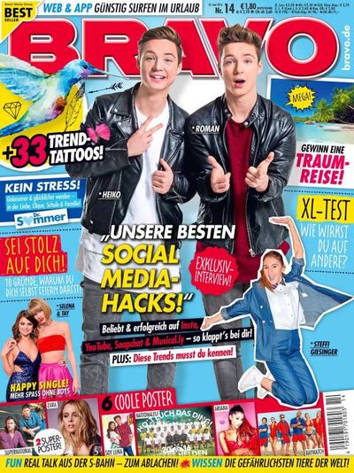 Bravo Magazine Issue 14 2016 Heyko, Roman, Selena Gomez, Taylor Swift, Steffi Giesinger, Supernatura