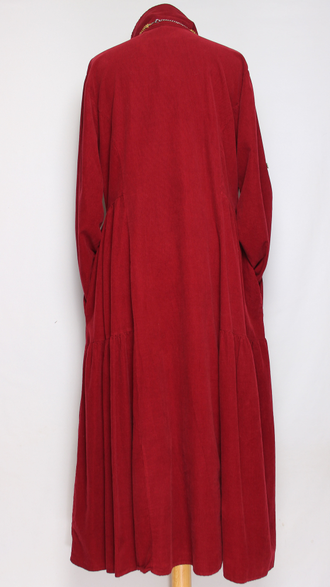 Платье-рубашка Бохо "Вельвет карманы ярусы" вино, шоколад до р.52